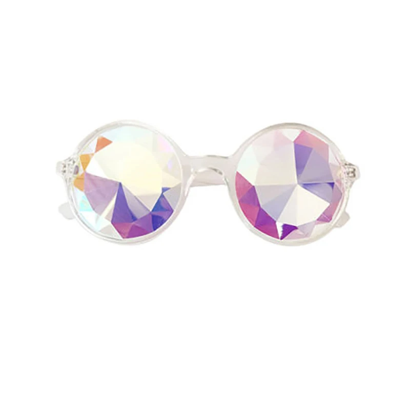 FLORATA Калейдоскоп очки радужные дифракционные линзы стимпанк Готический Косплей вечернее крутое очки для Новинка - Цвет линз: Transparent Frame