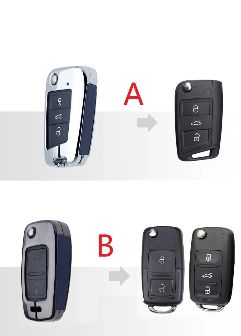 Цинковый сплав+ кожаный чехол для ключей для автомобиля VW Volkswagen Passat B8 Polo Golf 4 5 7 Skoda Octavia A5 Fabia сиденье Ibiza Leon пульт дистанционного управления