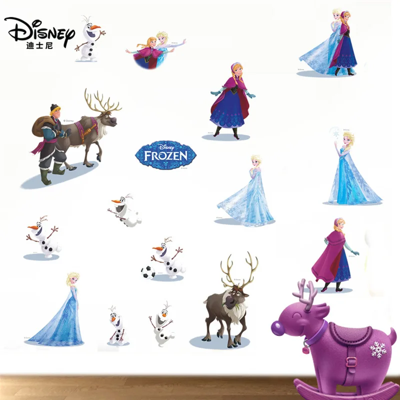 Детские наклейки с изображением принцессы из мультфильма «Холодное сердце», ПВХ, водонепроницаемые, самоклеющиеся, для детской комнаты, декоративные наклейки, Мультяшные наклейки на стену