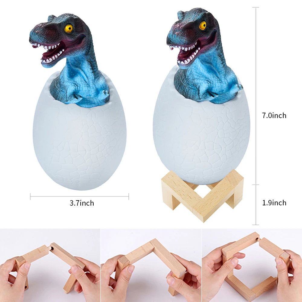 Dinosaur Egg Night Light Rechargeable Control Lamp 16 Colors Change Remote LED Light Gift Creative Smart Home Desk Lamp For Kids