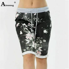 Aimsnug pantalones cortos con estampado de flores para mujer, Shorts con bolsillo para ocio, a la moda, informales, con cintura elástica, para verano, 2021