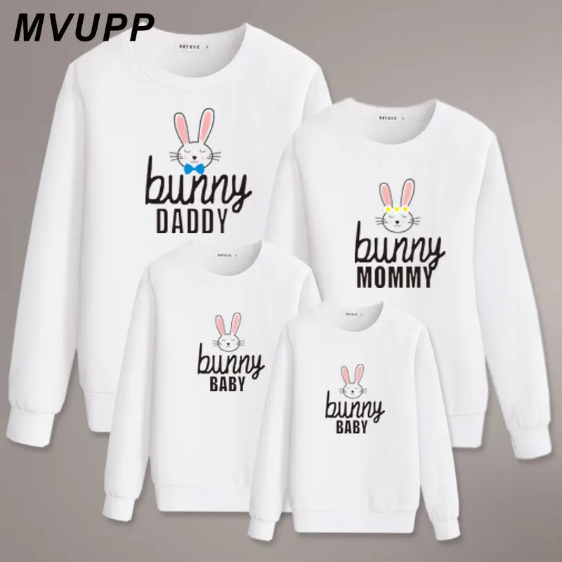 Одинаковые комплекты для семьи с кроликом Свитшот одежда мамы дочки папы и сына