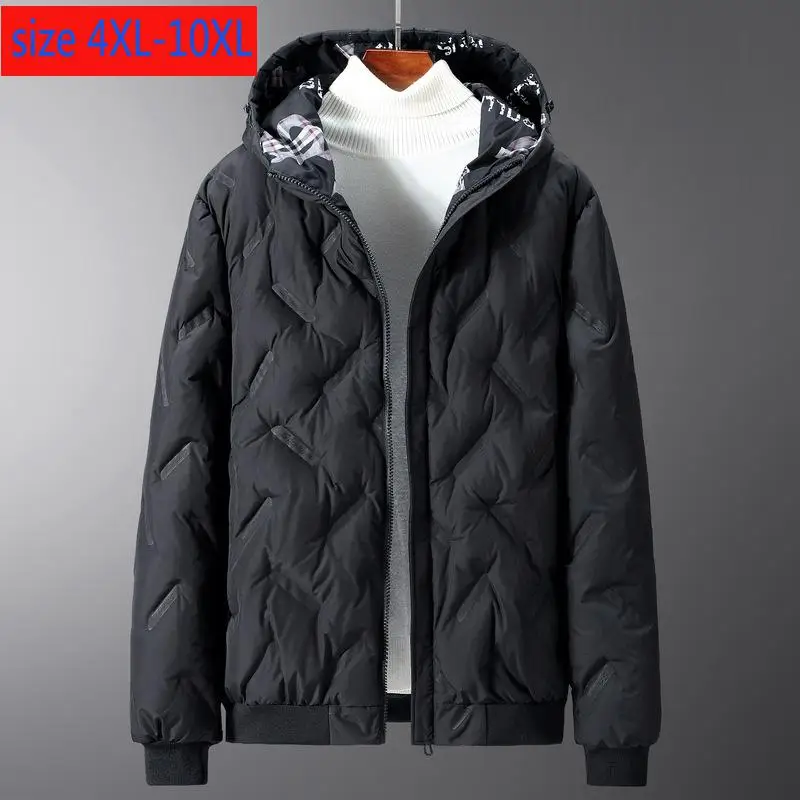 Новая супер большая стеганая куртка мужская зимняя свободная теплая Молодежная Толстая Повседневная куртка с капюшоном мужская плюс размер 4XL5XL 6XL 7XL 8XL 9XL 10XL - Цвет: black