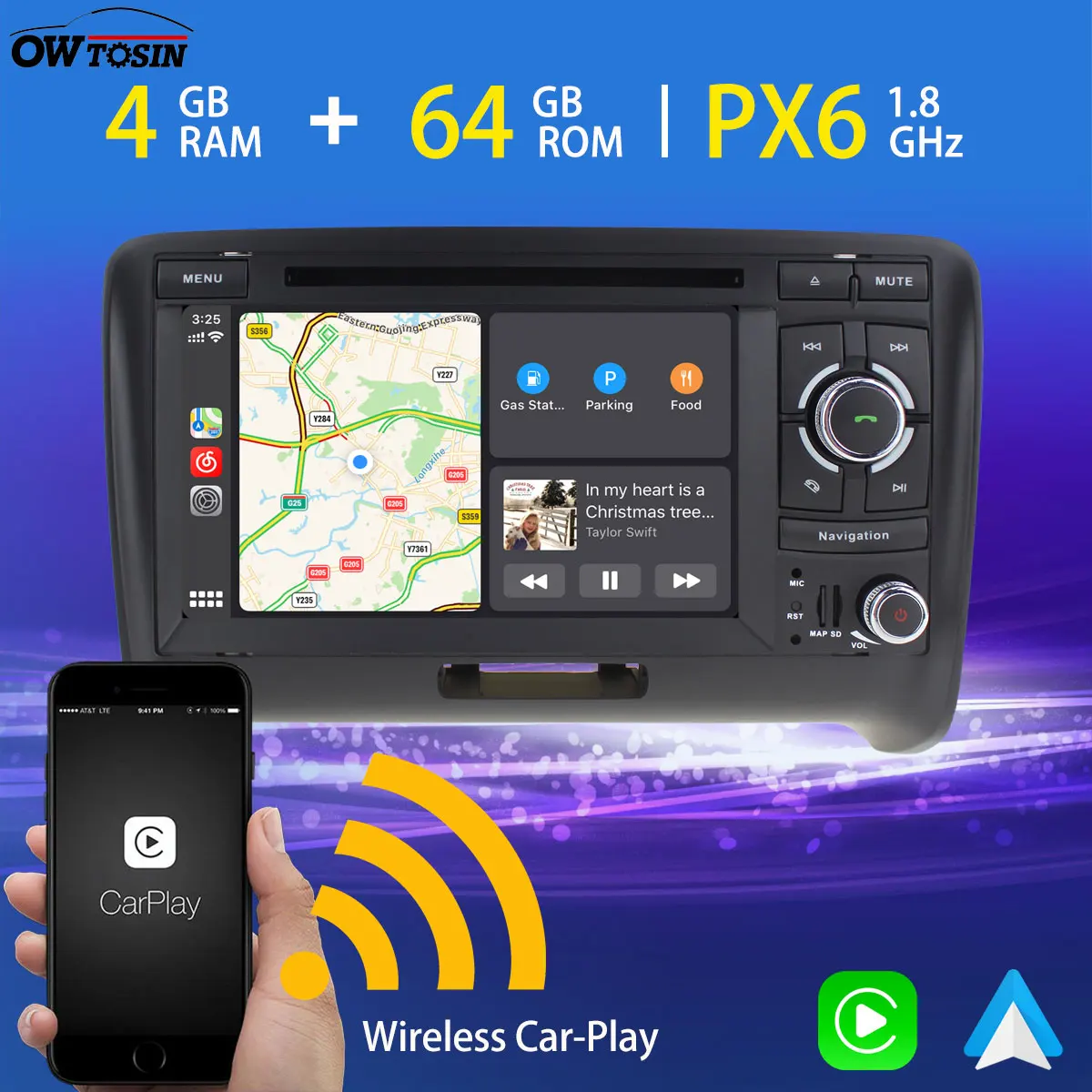 Автомобильный мультимедийный DVD-плеер 7 дюймов Android 10 PX6 4 Гб + 64 ГБ Bluetooth 5 0 TDA7850 для