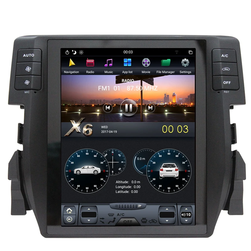 Cheap NAVITOPIA 10.4inch 4G+64GB Tesla Style Vertical Screen Android 8.1 Car DVD GPS Navigation for Honda Civic 2016 8