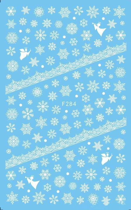 F284 White 1 лист Рождественская тема наклейки для ногтей милый олень/Снежинка узор для ногтей DIY декоративная наклейка на стену самоклеящаяся - Цвет: F284 White