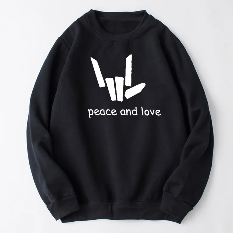Женская толстовка с надписью Peace and Love белая Повседневная зимняя теплая одежда 2019 пуловер женские толстовки большого размера