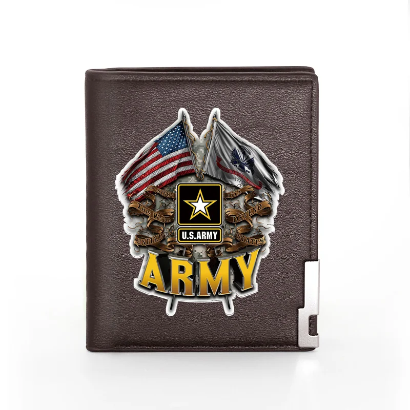 

Unique United States Army Printing Leather Wallet Fashion Men Women Short Purse
