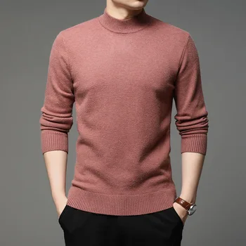 Image of 2020 Autumn and Winter New Men Turtleneck Pullover Sweater Fashion Solid Color Thick and Warm Bottoming Shirt Male Brand Clothes