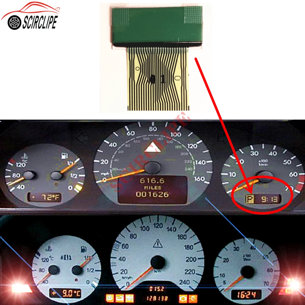 Car Right Side LCD Screen Gear Selector With Ribbon Cable for Mercedes Benz C class W202 E class W208 CLK W210 SLK 170