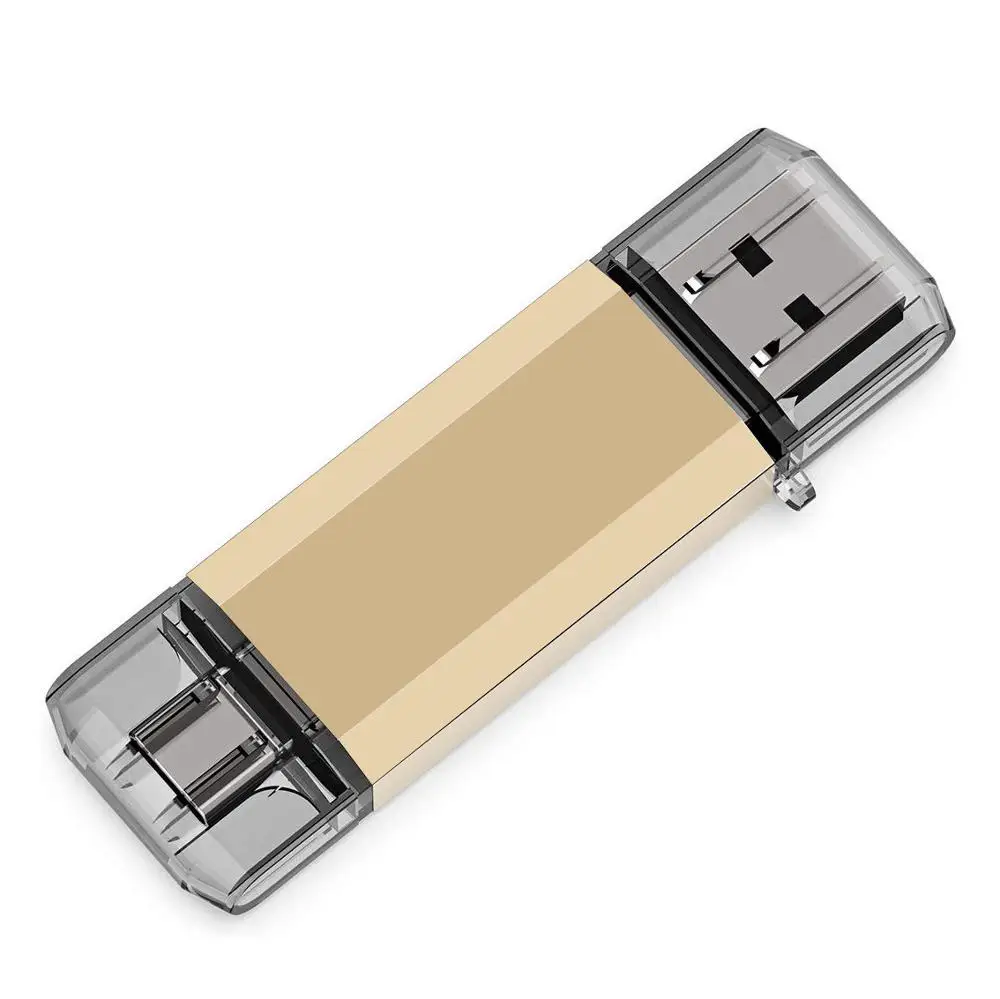 BRU OTG флешка Usb 3,0 флеш-накопитель type-c высокоскоростной флеш-накопитель Usb флешка 16g 32g 64gb 128gb Логотип на заказ - Цвет: Gold