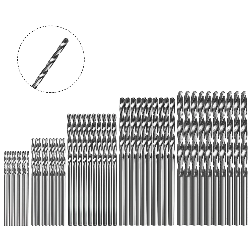 NICEYARD 50 Pcs High Speed Steel Drill Bits HSS 4241 1/1.5/2/2.5/3mm Power Tool Accessories Titanium Coated | Инструменты