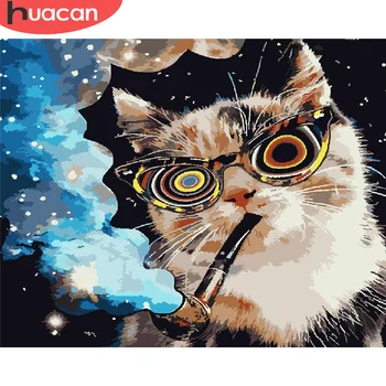 

HUACAN Paint By Number Cat DIY Pictures By Numbers Animal Kits Hand Painted Painting Art Drawing On Canvas Gift Home Decor