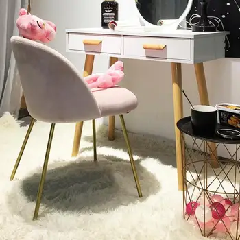 

North Europe Ins Net Red Girls Dressing Table Stool Iron Art Makeup Chair Dining Chair Coffee Shop Back Chair Modern Simple