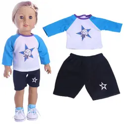 18 дюймов девочка кукла одежда Спорт на открытом воздухе модная футбольная униформа детей DIY игрушки в одежде рождественские подарки