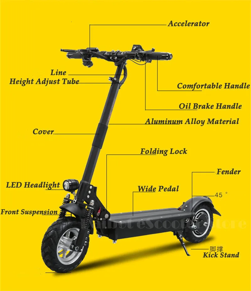 10 Inch Electric Skateboard Scooter Two Wheels Electric Scooters Off Road 52V 1000W Powerful Electric Scooter Seat For Adult (5)