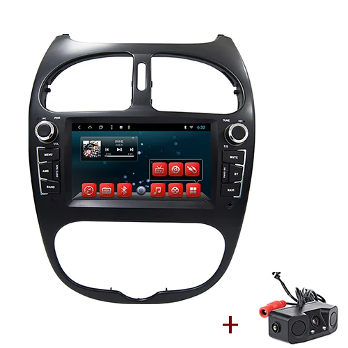 YAZH Android 9,0 Восьмиядерный gps Навигация dvd cd плеер для peugeot 206 FM радио 2002 2003 2004 2005 2006 2007 2008 стерео - Цвет: with Radar camera