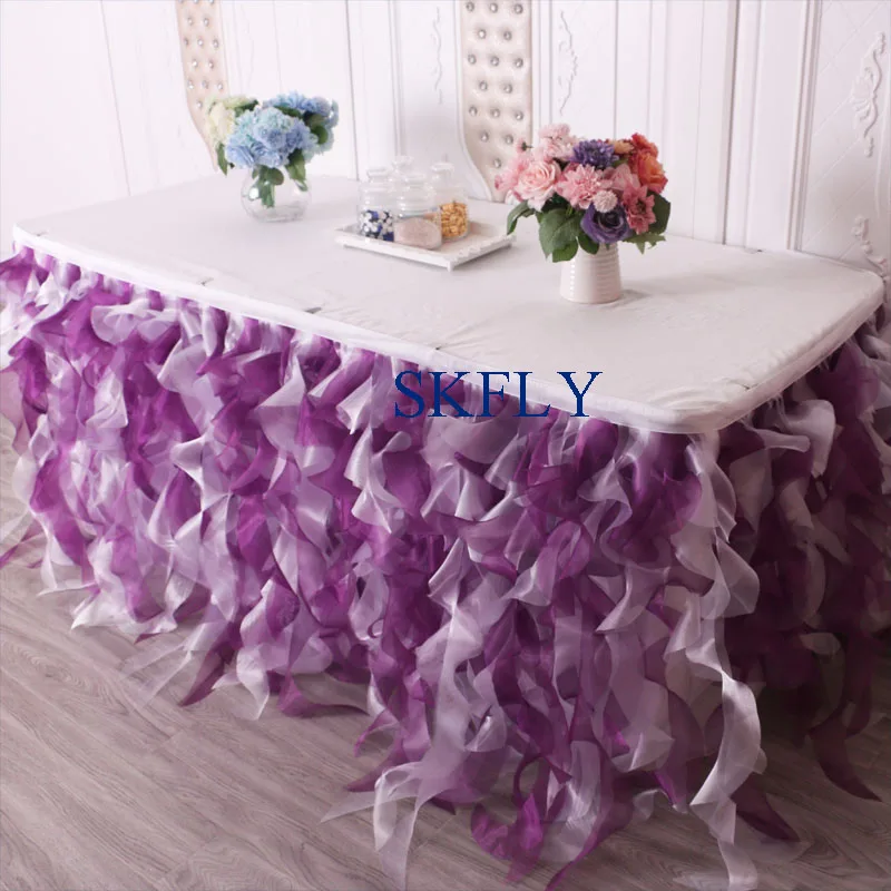 purple and white CL010JA популярные много цветов по индивидуальному заказу Свадебные/Серебряный/серый/красный, голубое платье из органзы курчавая ива юбка для стола - Цвет: purple and white