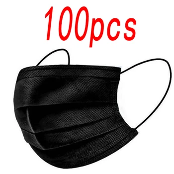 

Black Pink Disposable Mask 3-Layer Earloop Facial Protective Face Mask Non-woven Anti-dust Protective Mouth Caps Masks 100pcs