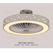 Потолочный вентилятор 55 см, умный пульт дистанционного управления с подсветкой, домашний декор, круглый современный