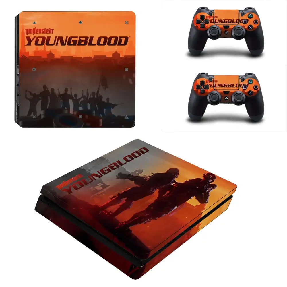 PS4 тонкие наклейки Wolfenstein: Youngblood PS 4 Play станция 4 Тонкая наклейка Pegatinas для playstation 4 тонкая консоль и контроллер - Цвет: YSP4S-2546