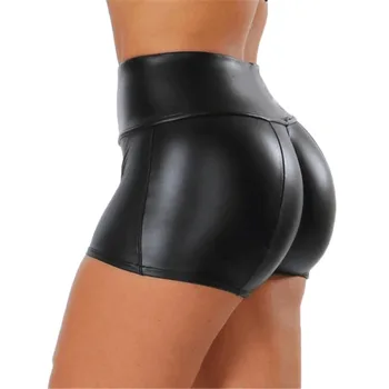 

Autumn Winter Fashion Shorts Women Sexy Stretchy High Waist PU Leather Shorts Solid Color Stitching Short M-3XL Wholesale