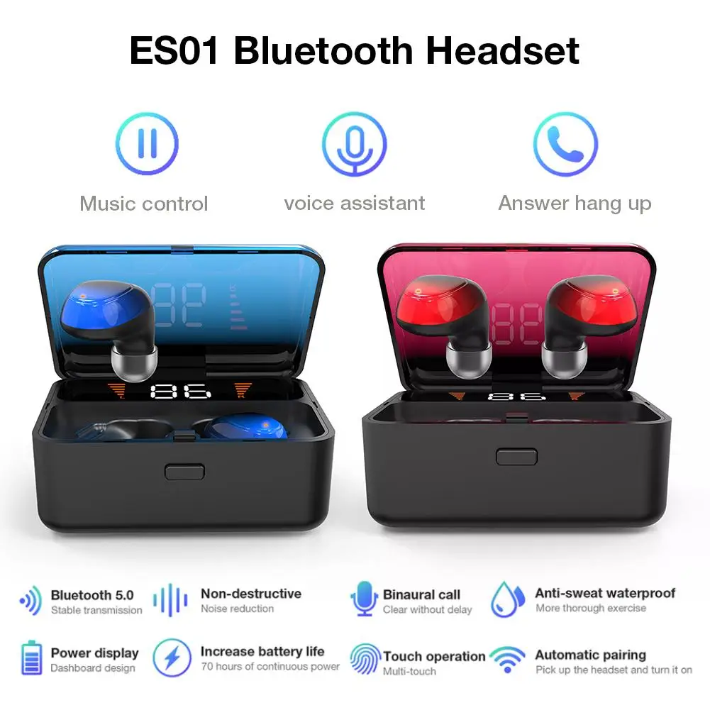 ES01 Bluetooth 5,0 наушники Touch True беспроводные наушники стерео музыка объемный HD звук Качество шумоподавление Спортивная гарнитура
