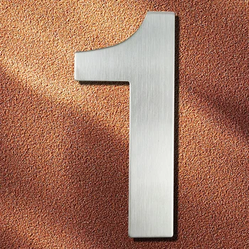

15cm House Number Sign #1 Huisnummer Outdoor Silver 6 inch.Door Numbers Plate Home Address Signage Numeros Casa Exterior Big