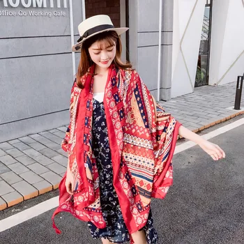

New Silk Scarf Spring and Autumn Summer Super Large National Style Changeable Shawl Sun Beach Towel