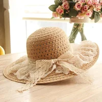 Women Lace Sun Hats For Wide Brim Straw Beach Side Cap Floppy Female Straw Hat Lace Solid Fringe Straw Hat Summer Hat Chapeu 1