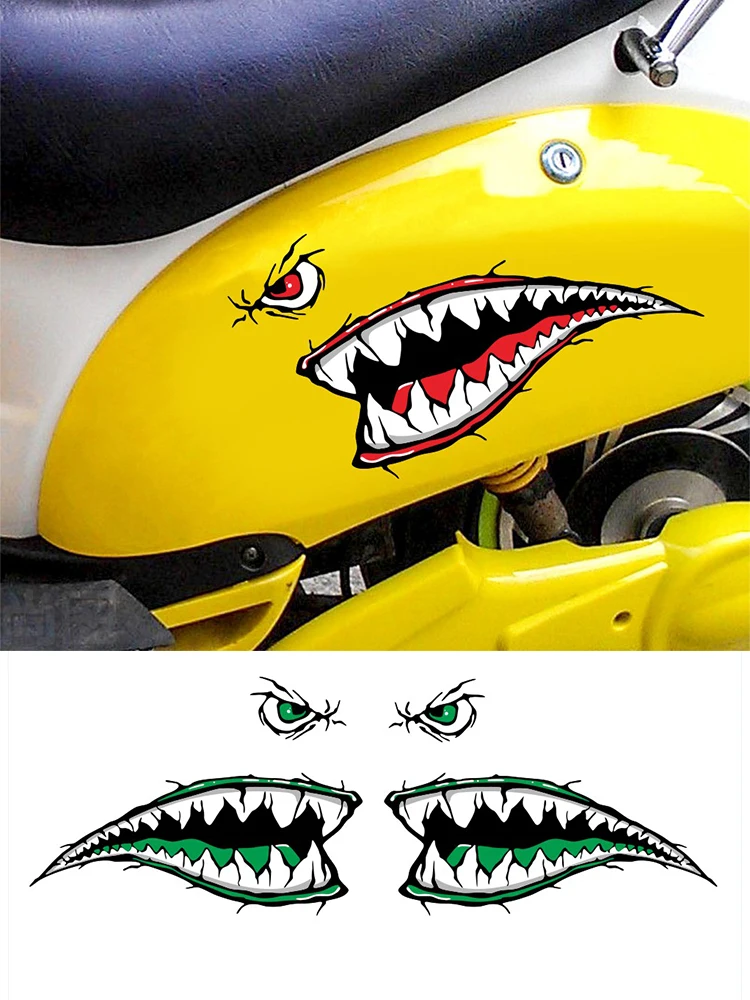 

Doordash Cartoon Shark Mouth Feeth Decals Waterproof Car Stickers Rowing Skin Row Creative Graffiti Motorcycle Fun Decoration