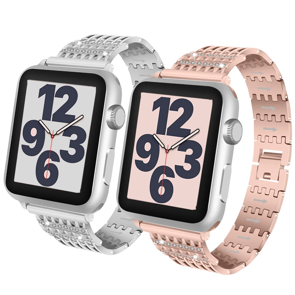 

Diamond strap For Apple watch band 42mm 38mm 40mm 44mm bracelet correa metal stainless steel wrist belt iwatch serie 3 4 se 6 7