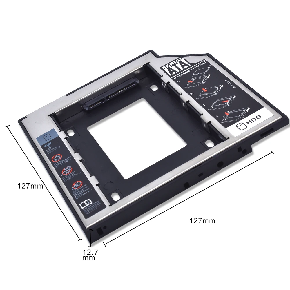External hard drive case TISHRIC Universal 12.7mm/9.5mm HDD Caddy Case SATA 3.0 2.5" Enclosure Adapter HDD Hard Box For Laptop Optibay Aluminum/Plastic