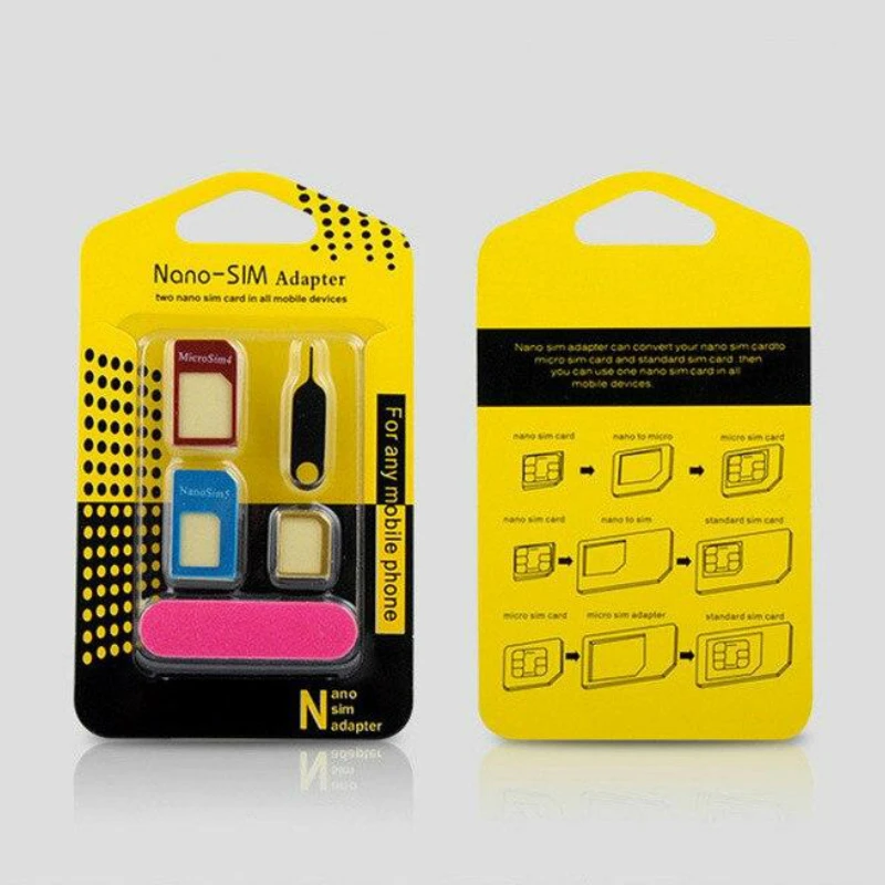 5 In 1 Sim Card Trays Adapters Metal Holder with Sander Open Needle Tray for All Phones Standard/Nano/Micro Slot Conversion | Мобильные
