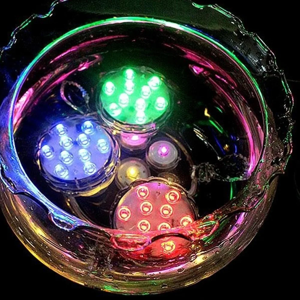 12 Светодиодный светильник для бассейна с низким уровнем шума, подводная лодка с дистанционным управлением, водонепроницаемый светильник для украшения, меняющий цвет, круглый светильник для аквариума RGB