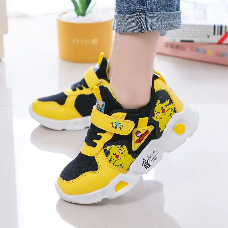 Новинка 2021 детская обувь Pikachu повседневные кожаные кроссовки для мальчиков и