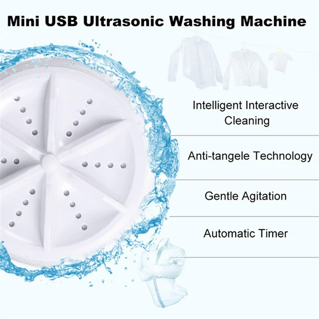 Mini Ultrasonic Washing Machine Portable Turbo USB Powered Removes Dirt Washer Clothing Cleaning Washing Machine For Travel Home 4