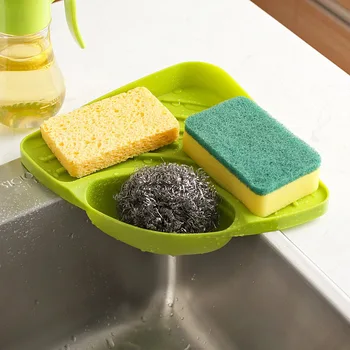 

1Pc Kitchen Sink Storage Rack Sponge Holder With Sucker Drainer Tray Kitchen Organizer Shelf Spice Holder Bathroom Accessories