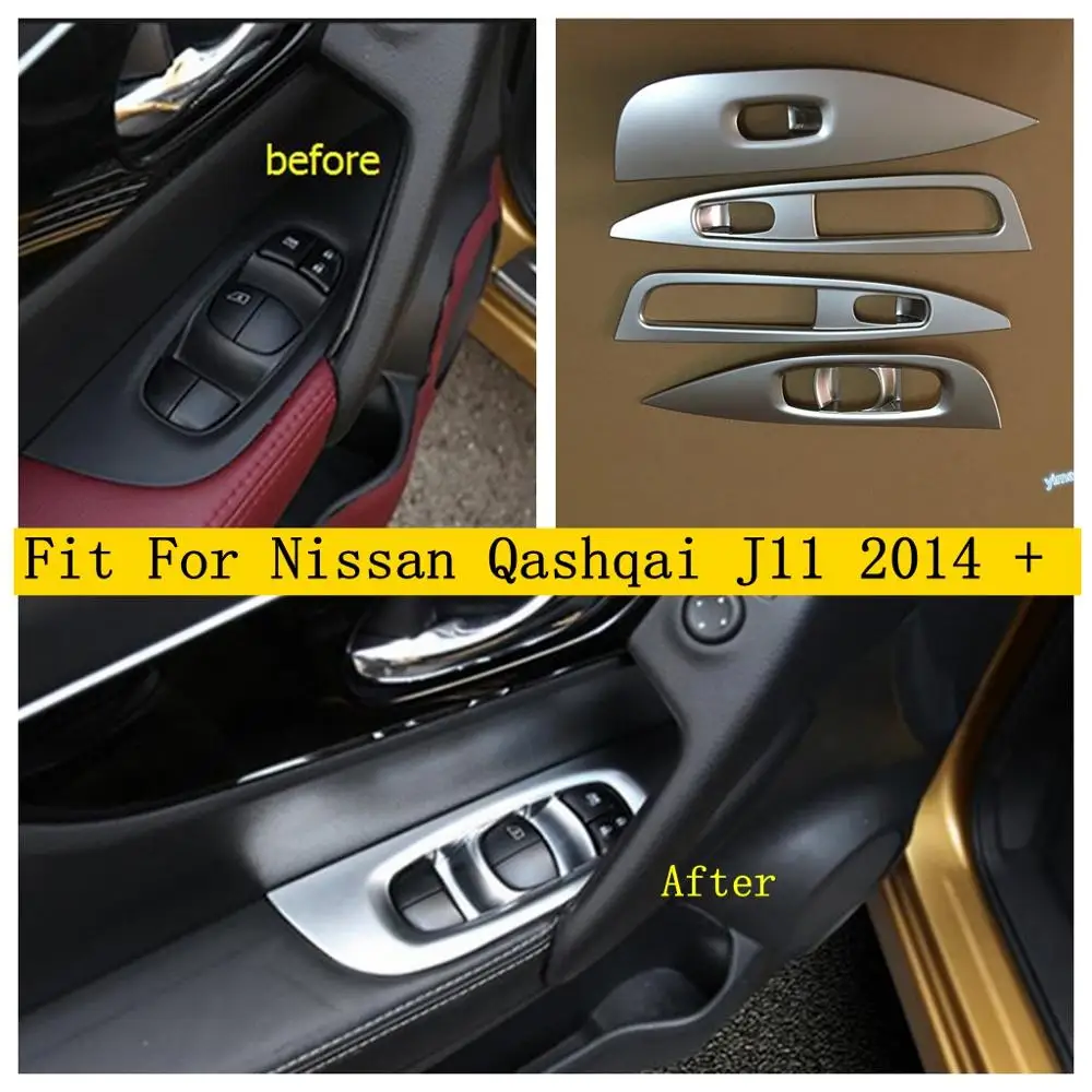 

Inner Door Armrest Window Lift Button Control Panel Cover Trim For Nissan Qashqai J11 2014 - 2020 Matte Accessories Car Styling