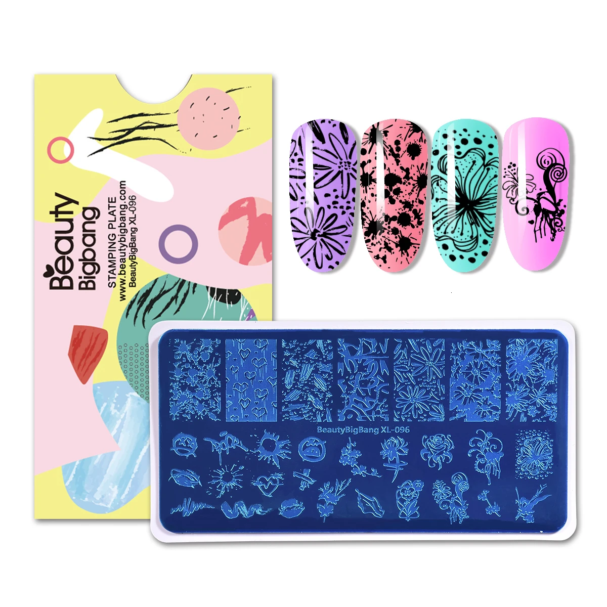 BeautyBigBang пластины для штамповки ногтей лицо каракули губы цветок изображение прямоугольный, для нейл-арта штамп шаблон плесень ногтей трафарет XL-096