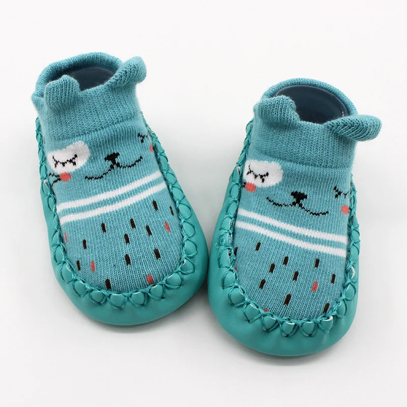 blue Spring Autumn New Cartoon Baby Baby Shoes Socks 0-3 Years Old Cotton Socks Soft Bottom Anti-slip Babies Shoes for Baby Girl - Цвет: blue