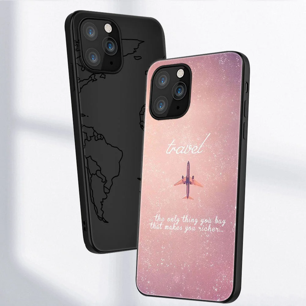 Airplane Map Travel Phone Case For iPhone 11 12 Pro Max Mini Cover for iPhone X XR XS MAX 7 8 6 6S Plus 5 SE 2020 Soft TPU Funda