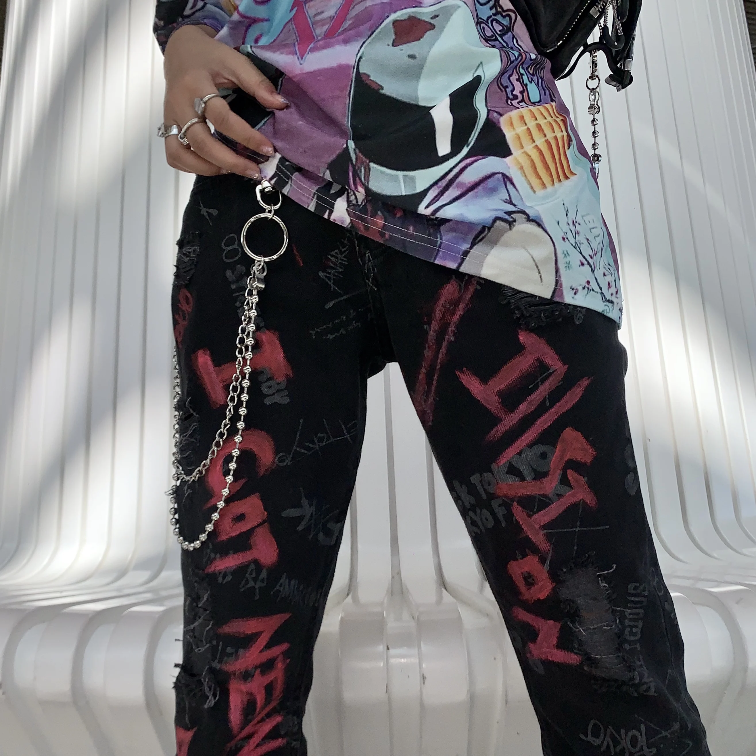 Панк мужской кошелек с цепочкой, шаровые брюки с металлической цепью, цепочка для джинсов, брюки, модные украшения для мужчин и женщин, брелок Llavero chaviro