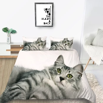 

Cute Cat Bedding Set American Shorthair 3D Simple Duvet Cover Soft Queen King Twin Full Single Double Unique Design Bed Set