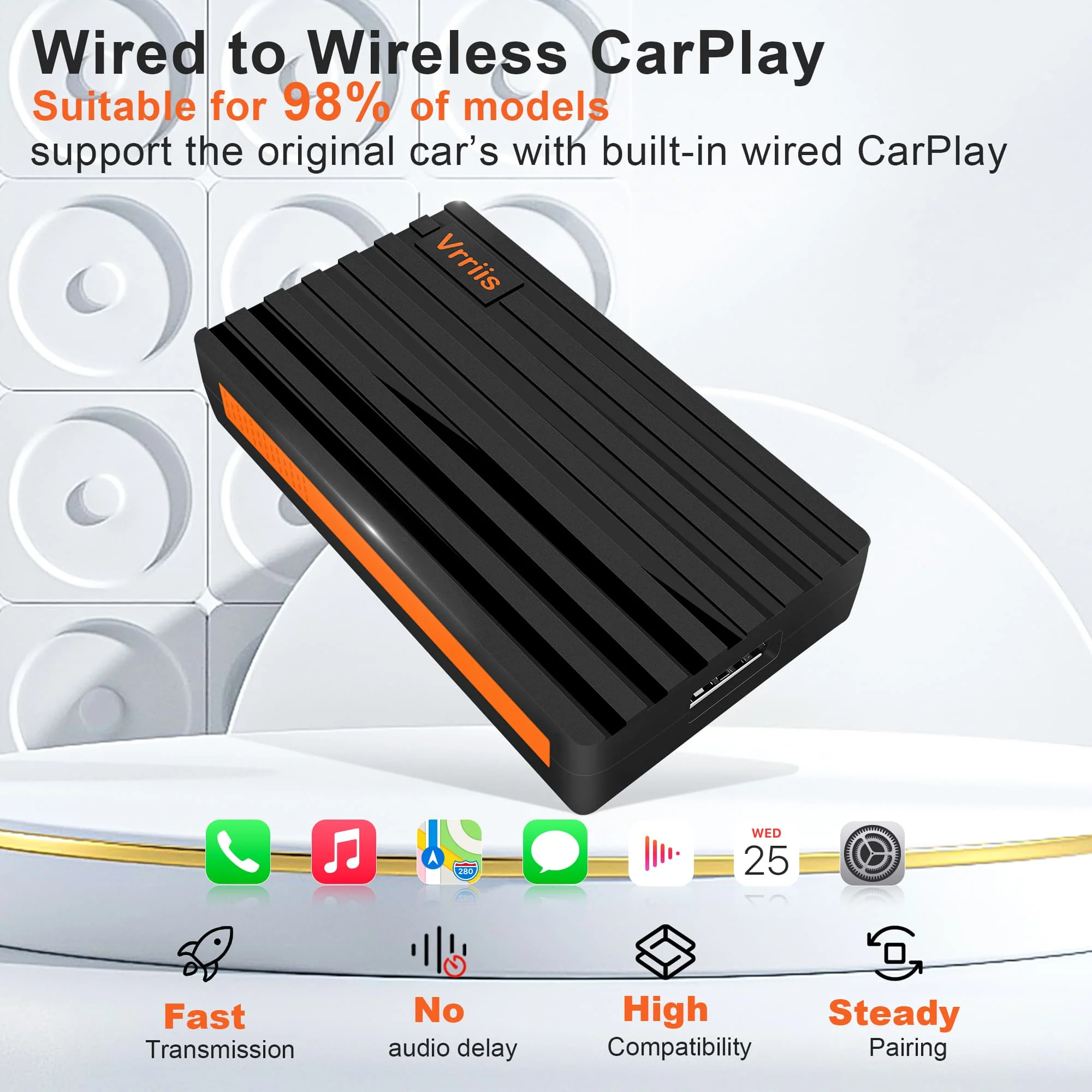 Беспроводной адаптер Vrriis для Apple CarPlay USB iOS Audi Benz Mazda Porsche Volkswagen Volvo Ford Citroen Honda Nissan |