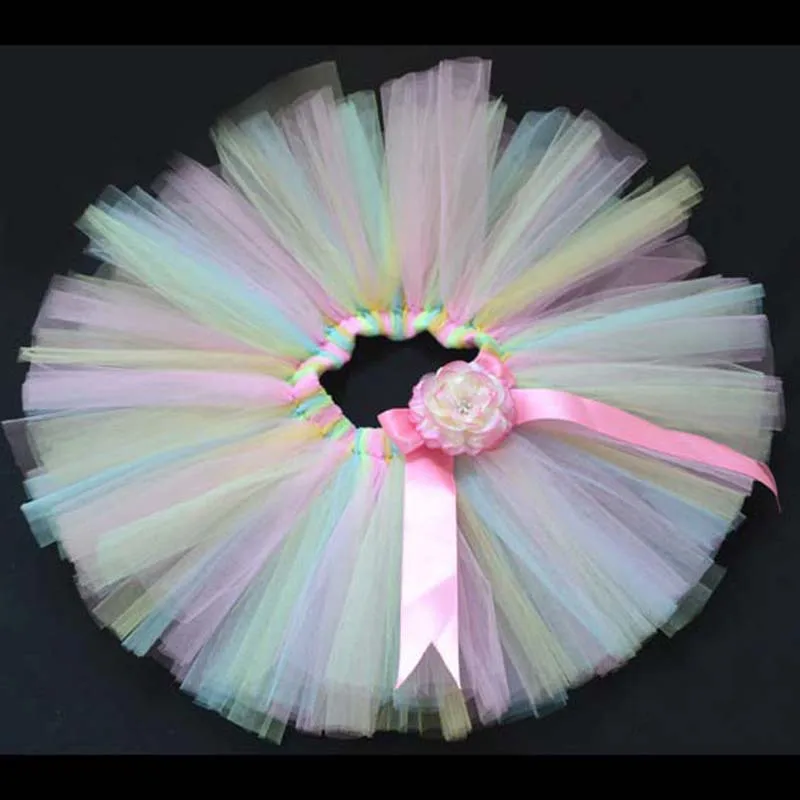 6 Colorful Baby Tutu Skirt Girls Fluffy Tulle Ballet Pettiskirts Underskirts with Flower Headband Kids Party Costume Skirts Cloth - Цвет: 6