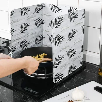 

Kitchen Frying Pan Oil Splash Protection Screen Kichen Accessories Aluminum Foldable Kitchen Gas Stove Baffle Plate