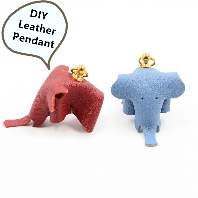

8 Colors of True Leather Elephant Handmade Hanging Decor of Bag&Key Needle Sewing Leather Craft Kit For Friend Xmas Gift Pendant