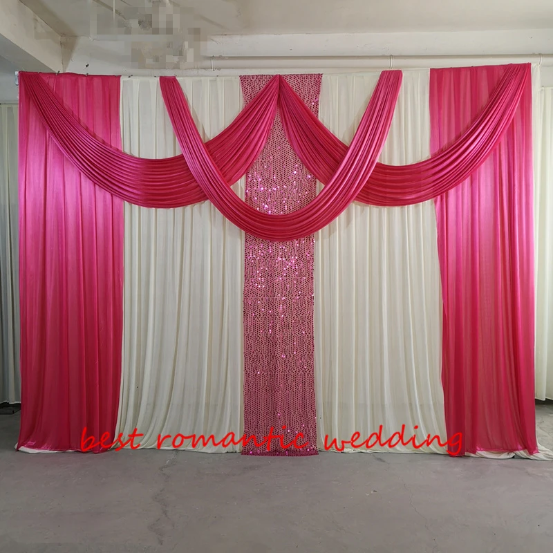 Silk Satin Red Detachable Swag For Wedding Backdrop Curtain Party  Decor-3M 