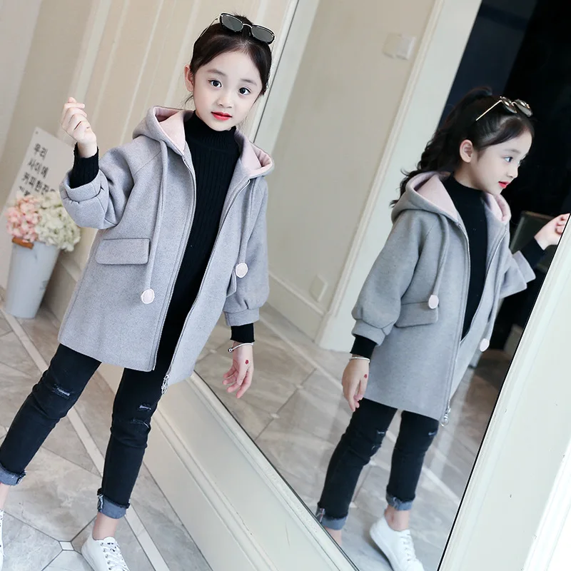 Шерстяное пальто для девочек; Новинка года; стильная зимняя детская одежда Пальто для больших мальчиков; теплое стеганое шерстяное пальто в Корейском стиле
